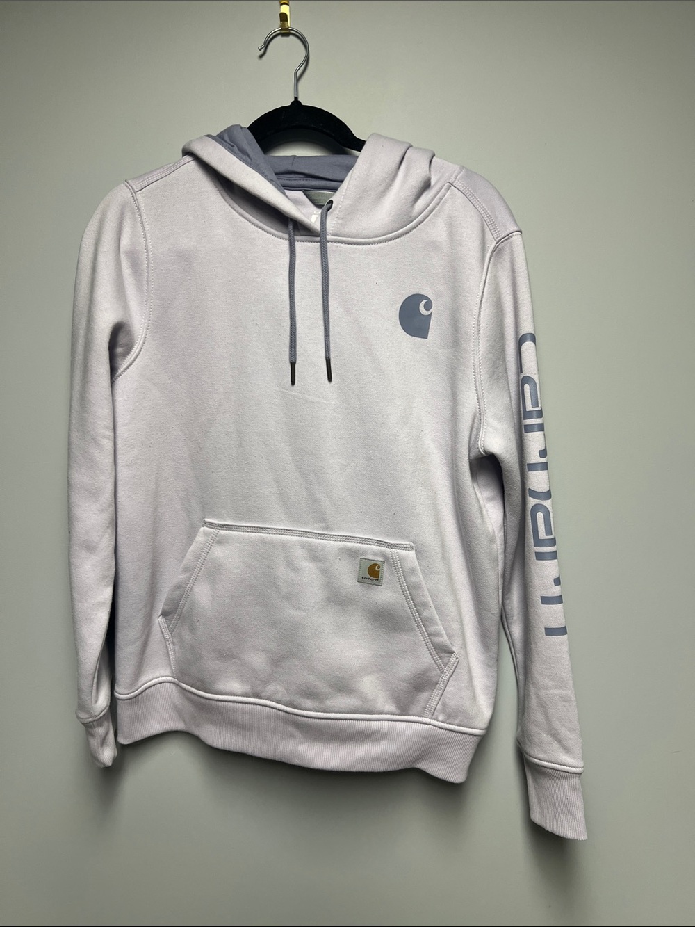 Carhartt Women’s Light purple Gray Pullover Hoodie with Logo Sleeve